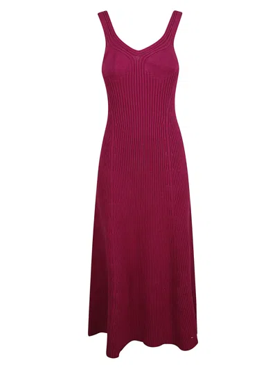 Jil Sander V-neck Ribbed-knit Dress In Pink