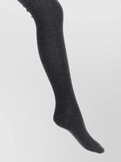 Jil Sander Ribbed Tights Opaque Finish Comfortable Fit In Gray