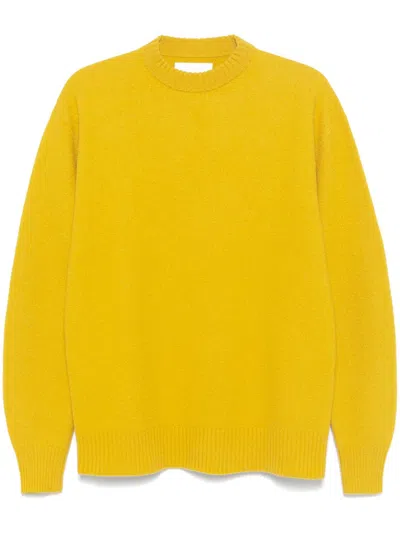 Jil Sander Ribbed-trim Wool Jumper In Yellow