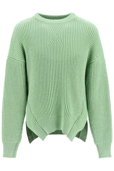Jil Sander Ribbed Wool And Cotton Sweater Men In Green