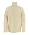 Jil Sander Wool Sweater With Turtleneck And Ribbed Texture In Nude