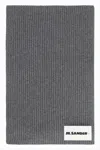 Jil Sander Ribbed Wool Scarf With Subtle Texture In Gray