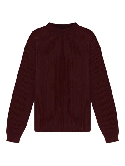 Jil Sander Ribbed Wool Sweater In Brown