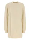 Jil Sander Wool Sweater Dress Crew Neck In Neutral