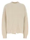 Jil Sander Ribbed Wool Sweater In Neutral