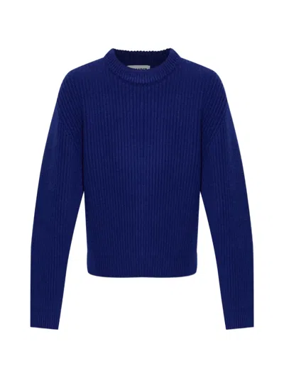 Jil Sander Ribbed-knit Crew-neck Sweater In Blue