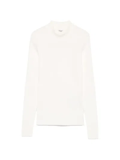 Jil Sander Ribbed-knit Mock-neck Sweater In White