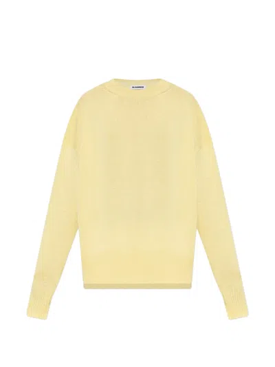 Jil Sander Ribbed-knit Side-slit Sweater In Yellow
