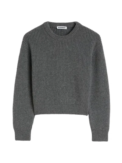 Jil Sander Ribbed-knit Sweater In Gray