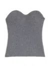 Jil Sander Strapless Ribbed Wool-blend Bustier Top In Gray