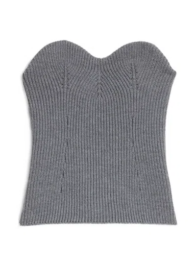 Jil Sander Strapless Ribbed Wool-blend Bustier Top In Multi