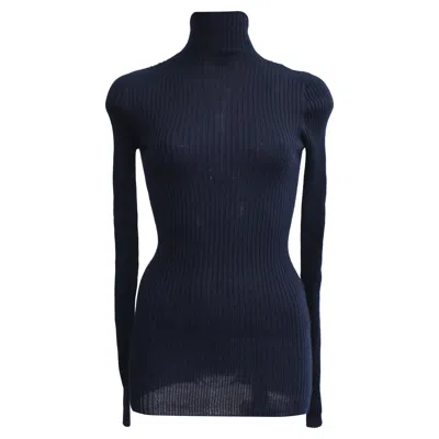 Jil Sander Ribbed-knit Turtleneck Sweater In Navy Blue Wool