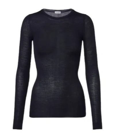 Jil Sander Ribbed-knit Wool Sweater In Black