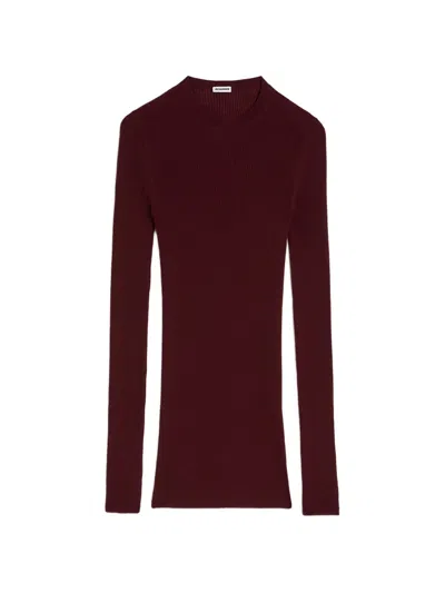 Jil Sander Ribbed-knit Wool Sweater In Brown