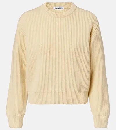 Jil Sander Ribbed-knit Wool Sweater In Yellow