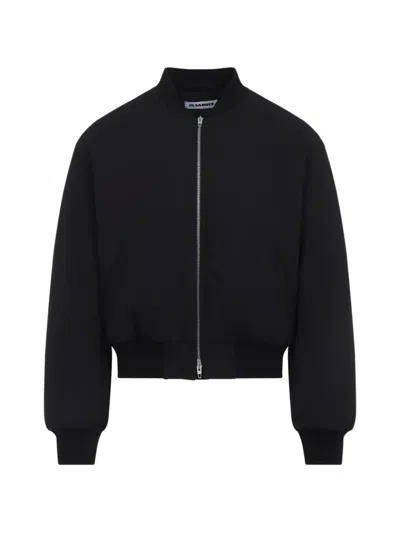 Jil Sander Ribbed-trim Zip-up Bomber Jacket In Black