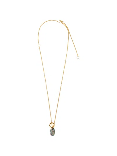 Jil Sander Ring Pendant Necklace In Gold