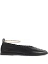 Jil Sander Ring Whipstitch-trimmed Leather Ballet Flats In Black