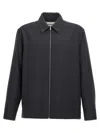 Jil Sander Black Zip-up Shirt With Contrasting Stitching In Tech Fabric Man In Gray