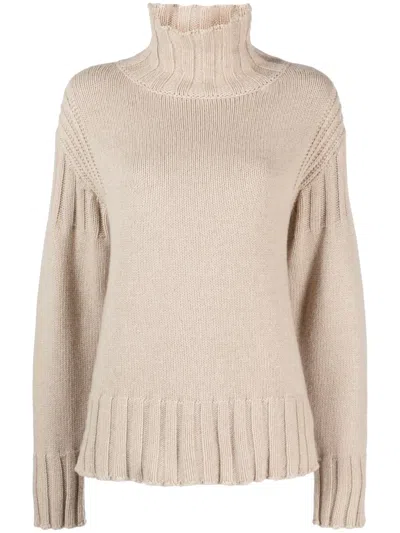 Jil Sander Roll-neck Cashmere Jumper In Neutrals