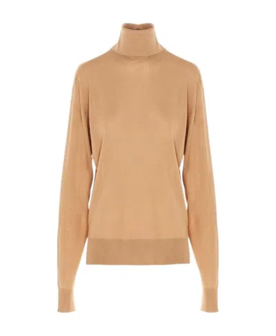 Jil Sander Roll-neck Fine-knit Jumper In Brown