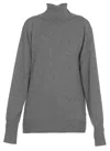 Jil Sander Turtleneck Cashmere Top In Grigio