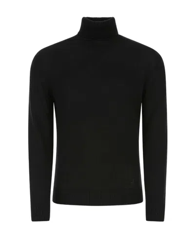 Jil Sander Roll Neck Knitted Sweater In Black