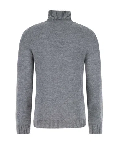 Jil Sander Roll Neck Knitted Sweater In Gray