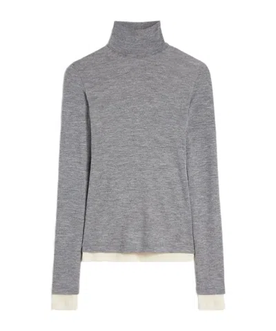 Jil Sander Roll Neck Layered T-shirt In Gray