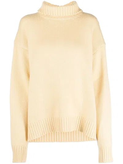 Jil Sander Roll-neck Loose-fit Jumper In Yellow