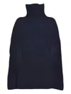 Jil Sander Ribbed Knit Cape Sweater In Blue