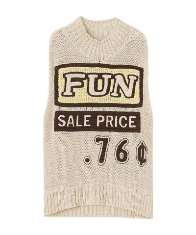 JIL SANDER ROLL-NECK SLOGAN-PRINT VEST