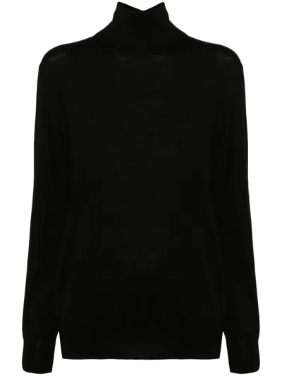 Jil Sander Women's Superfine Merino Midweight High Neck Jumper Sweater In Black