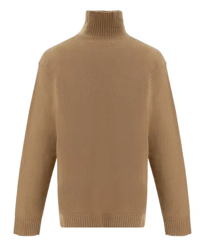 Jil Sander Roll-neck Sweater In Brown