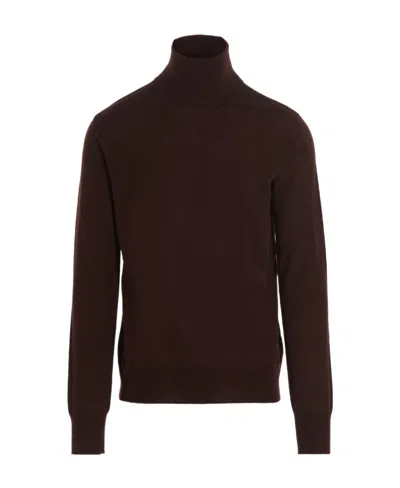 Jil Sander Man Turtleneck Burgundy Size 42 Wool In Red