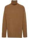 Jil Sander Roll-neck Wool Jumper In Brown