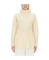 Jil Sander Ribbed Turtleneck Shirt With Oversized Silhouette In Nude