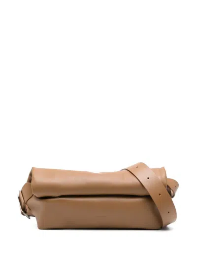 Jil Sander Roll Up Leather Up In Brown