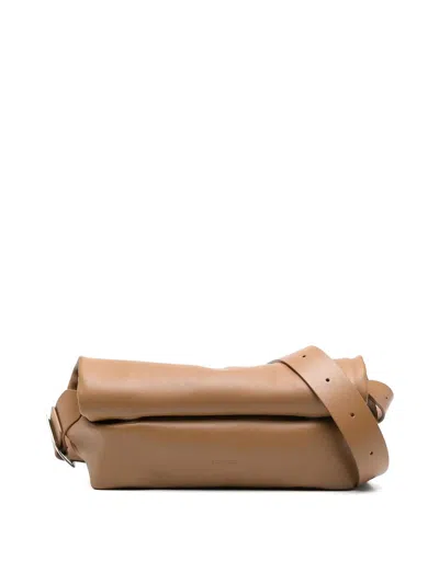 Jil Sander Roll Up Leather Up In Brown