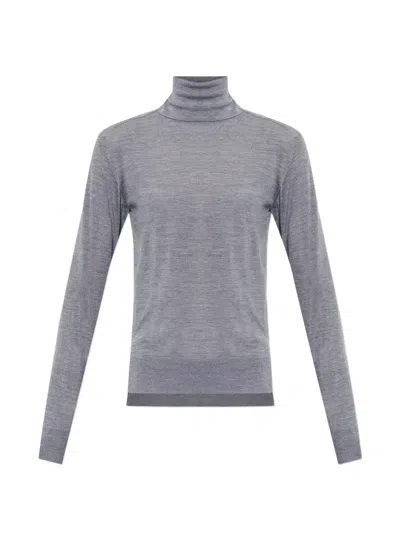 Jil Sander Roll-neck Side-slit Sweater In Blue