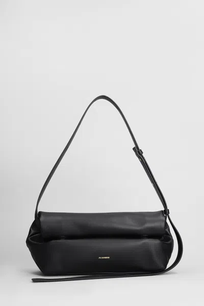 Jil Sander Rollup Shoulder Bag In Black Leather