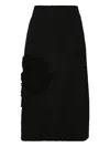 Jil Sander Rose-applique Midi Skirt In Black