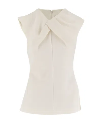 Jil Sander Round Collar Sleeveless Blouse In White
