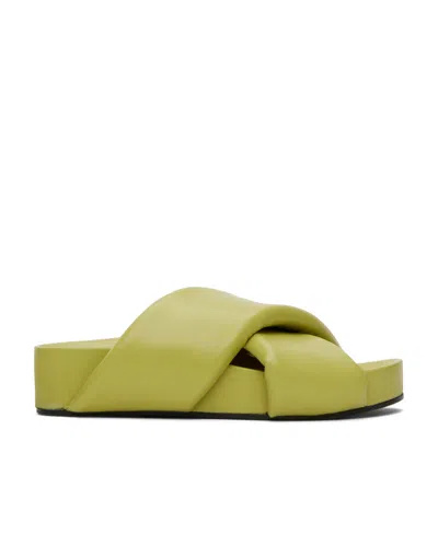 Jil Sander Round-headed Open-toed Flat Sandals In Green