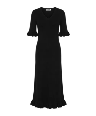 Jil Sander Round Neck Dress In Black