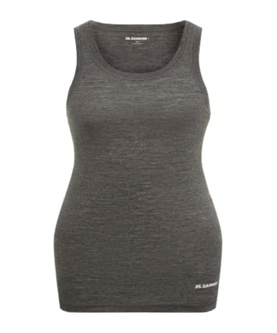 Jil Sander Round Neck Dress In Gray