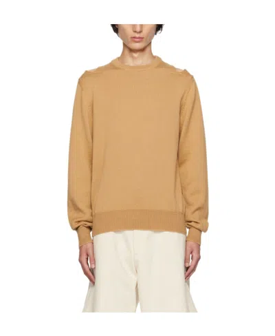 Jil Sander Round Neck Hollowed-out Sweater In Nude