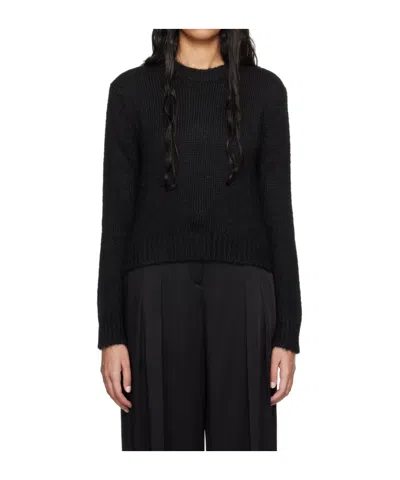 Jil Sander Round-neck Knitted Sweater In Black
