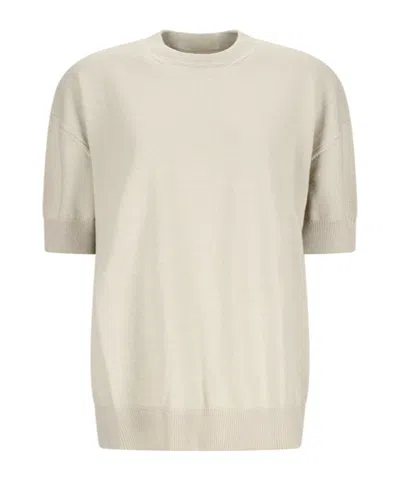 Jil Sander Round Neck Knitted T-shirt In Nude