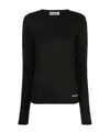 Jil Sander Round-neck Long-sleeve Knitted Top In Black